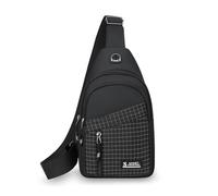 FANDARE Deporte Bolsos cruzados Mujer Bolso de pecho Bandolera cruzada con orificio para auriculares Mochila diaria bolsa de mensajero pecho para hombres para viajes y actividades Sling Bag negro
