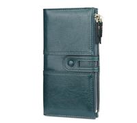 FANDARE Elegante Billetera Impermeable Cartera Monedero Hombre Mujer Billetera con Bolsillo para Monedas y 12 Ranuras para Tarjetas Wallet Verde