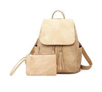 FANDARE Elegante Bolso Antirrobo Mujer Bolsos Mochila para Mujer Mochilas Mujer Mochilas Tipo Casual Bolsos Bandolera de Cuero de PU Bolsas Escolares Bolsa de la Universidad Universidad Viaje Caqui