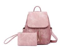 FANDARE Elegante Bolso Antirrobo Mujer Bolsos Mochila para Mujer Mochilas Mujer Mochilas Tipo Casual Bolsos Bandolera de Cuero de PU Bolsas Escolares Bolsa de la Universidad Universidad Viaje Rosa