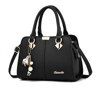FANDARE Elegante Bolsos de Mano Bolso Bandolera Mujer Bolso de Hombro Cruzado Señora Tote Shopper Bolso de Mensajero Bolso Movil Trabajo Crossbody Bag de Cuero PU Negro A