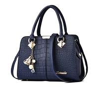 FANDARE Elegante Bolsos de Mano Bolso Bandolera Mujer Bolso de Hombro Cruzado Señora Tote Shopper Bolso de Mensajero Bolso Movil Trabajo Crossbody Bag de Cuero PU Azul B