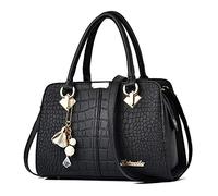 FANDARE Elegante Bolsos de Mano Bolso Bandolera Mujer Bolso de Hombro Cruzado Señora Tote Shopper Bolso de Mensajero Bolso Movil Trabajo Crossbody Bag de Cuero PU Negro B