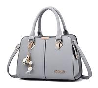 FANDARE Elegante Bolsos de Mano Bolso Bandolera Mujer Bolso de Hombro Cruzado Señora Tote Shopper Bolso de Mensajero Bolso Movil Trabajo Crossbody Bag de Cuero PU Gris A