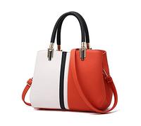 FANDARE Elegante Mujer Bolso Mano Bolsos de Bandolera Impermeable PU Cuero para Viaje Trabajo Compras Crossbody Bag Naranja