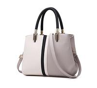 FANDARE Elegante Mujer Bolso Mano Bolsos de Bandolera Impermeable PU Cuero para Viaje Trabajo Compras Crossbody Bag Gris