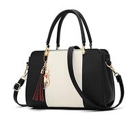 FANDARE Elegante Mujer Bolso Mano con Colgante Bolsos de Bandolera Impermeable PU Cuero para Viaje Trabajo Compras Crossbody Bag Negro