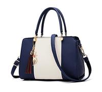 FANDARE Elegante Mujer Bolso Mano con Colgante Bolsos de Bandolera Impermeable PU Cuero para Viaje Trabajo Compras Crossbody Bag Azul