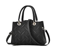 FANDARE Elegante Mujer Bolso Mano Hombro Cruzado Patrón Tallado Tridimensional Impermeable PU Cuero para Viaje Trabajo Compras Crossbody Bag Negro