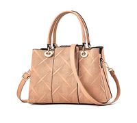 FANDARE Elegante Mujer Bolso Mano Hombro Cruzado Patrón Tallado Tridimensional Impermeable PU Cuero para Viaje Trabajo Compras Crossbody Bag Caqui
