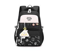 FANDARE Grafiti Mochilas Tipo Casual Lindo Mochila de Uso Diario Estudiante Compañero Universitario Minimalista Mochila Escolar Adolescentes Marcha Mujeres Hombre Bolsas Escolares Negro