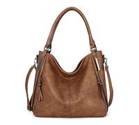 FANDARE Grande Bolsos de Mujer Bandolera Bolso Hombro Cruzado PU Cuero Impermeable para Viaje Trabajo Escuela Compras Conmutar Crossbody Bag Marrón