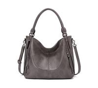 FANDARE Grande Bolsos de Mujer Bandolera Bolso Hombro Cruzado PU Cuero Impermeable para Viaje Trabajo Escuela Compras Conmutar Crossbody Bag Gris B