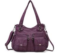 FANDARE Grande Bolsos de Mujer Bandolera Vintage Bolso Hombro Cruzado Impermeable PU Cuero para Viaje Trabajo Escuela Compras Conmutar Crossbody Bag Púrpura