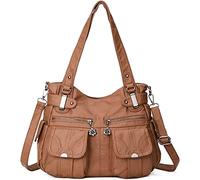 FANDARE Grande Bolsos de Mujer Bandolera Vintage Bolso Hombro Cruzado Impermeable PU Cuero para Viaje Trabajo Escuela Compras Conmutar Crossbody Bag Marrón