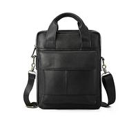 FANDARE Hombre Bolsos Bandolera Cuero Bolsos Cruzados Retro Maletín Bolsa para Ordenador Portátil 10.9 Pulgadas Bolso de Hombro Shopper Bolsa Tote para Negocios Trabaja Universidad Viaje Negro