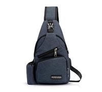 FANDARE Hombres Bolsa de Pecho Mujeres Bolsa de hombro Bolsa Deportiva Crossbody bag con USB,para Viaje, Ciclismo, Acampada, Senderismo Impermeable Poliéster Azul