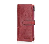 FANDARE Largo Billetera Hombre Cartera Mujer Bolso de Mano Teléfono Billetera de Cuero Plegable Monedero con 18 * Ranuras para Tarjetas, Bolsillo de la Moneda, para Fiesta, Viaje, Negocios Rojo