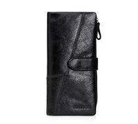 FANDARE Largo Billetera Hombre Cartera Mujer Bolso de Mano Teléfono Billetera de Cuero Plegable Monedero con 18 * Ranuras para Tarjetas, Bolsillo de la Moneda, para Fiesta, Viaje, Negocios Negro