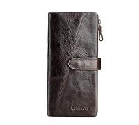 FANDARE Largo Billetera Hombre Cartera Mujer Bolso de Mano Teléfono Billetera de Cuero Plegable Monedero con 18 * Ranuras para Tarjetas, para Fiesta, Viaje, Negocios Marron Oscuro