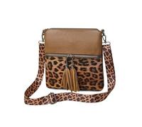 FANDARE Leopardo Bolso Bandolera Mujer Bolso de Hombro Boho Flecos Bolso Tote de PU Cuero Bolsa Crossbody para Trabajo, Oficina, Viaje Marrón