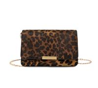 FANDARE Leopardo Bolso Bandolera Mujer Bolso de Hombro Bolso Tote de PU Cuero Bolsa Crossbody con Cadena desmontable para Trabajo, Oficina, Viaje Marrón Oscuro