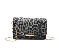 FANDARE Leopardo Bolso Bandolera Mujer Bolso de Hombro Bolso Tote de PU Cuero Bolsa Crossbody con Cadena desmontable para Trabajo, Oficina, Viaje Negro