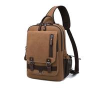 FANDARE Lienzo Bolso de Hombro para Hombre Mujer Bolsa Bandolera Bolso de Cintura Bolso Cruzado para Viajes Ciclismo Senderismo Sling Crossbody Bag Marrón B