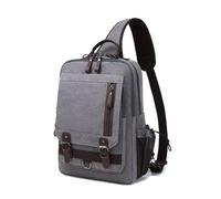 FANDARE Lienzo Bolso de Hombro para Hombre Mujer Bolsa Bandolera Bolso de Cintura Bolso Cruzado para Viajes Ciclismo Senderismo Sling Crossbody Bag Gris B