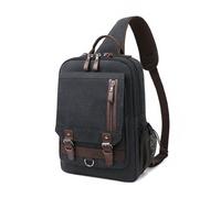 FANDARE Lienzo Bolso de Hombro para Hombre Mujer Bolsa Bandolera Bolso de Cintura Bolso Cruzado para Viajes Ciclismo Senderismo Sling Crossbody Bag Negro B