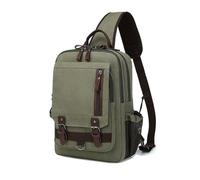 FANDARE Lienzo Bolso de Hombro para Hombre Mujer Bolsa Bandolera Bolso de Cintura Bolso Cruzado para Viajes Ciclismo Senderismo Sling Crossbody Bag Verde Militar B