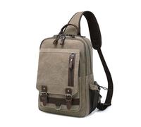 FANDARE Lienzo Bolso de Hombro para Hombre Mujer Bolsa Bandolera Bolso de Cintura Bolso Cruzado para Viajes Ciclismo Senderismo Sling Crossbody Bag Verde marrón B