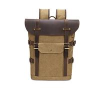 FANDARE Lienzo Mochila de Senderismo Mochila con Puerto de Carga USB Mochilas de Marcha Mochilas de Ciclismo Trekking al Aire Libre Bolsa de Cuerda para Viaje Excursionismo Daypacks Caqui