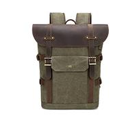 FANDARE Lienzo Mochila de Senderismo Mochila con Puerto de Carga USB Mochilas de Marcha Mochilas de Ciclismo Trekking al Aire Libre Bolsa de Cuerda para Viaje Excursionismo Daypacks Verde