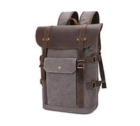 FANDARE Lienzo Mochila de Senderismo Mochila con Puerto de Carga USB Mochilas de Marcha Mochilas de Ciclismo Trekking al Aire Libre Bolsa de Cuerda para Viaje Excursionismo Daypacks Gris Claro