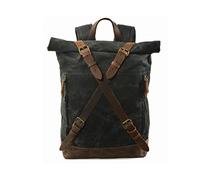 FANDARE Lienzo Mochila de Senderismo Mochila Enrollable Mochilas de Marcha Mochilas de Ciclismo Trekking Rolltop Daypack Bolsa de Cuerda para Viaje Excursionismo Equipaje Daypacks Negro