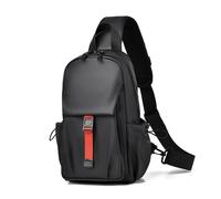 FANDARE Ligera Bolsos de Hombro Cruzados Bandolera Urbana práctica Riñonera Bolso Pecho organizado PU Cuero Bolso Crossbody Funcional Impermeable Sling Crossbody Bag Negro