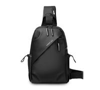 FANDARE Ligera Bolsos de Hombro Cruzados Hombre Bandolera Urbana práctica con Orificio para Auriculares Bolso Pecho organizado PU Cuero Bolso Crossbody Funcional Impermeable Sling Crossbody Bag Negro