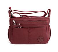FANDARE Ligero Bolsos Bandolera Cuerpo Cruzados Mujer Bolsas de Mensajero Impermeable Nylon Deportes Escuela Shopper Sling Crossbody Bag Rojo