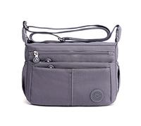FANDARE Ligero Bolsos Bandolera Cuerpo Cruzados Mujer Bolsas de Mensajero Impermeable Nylon Deportes Escuela Shopper Sling Crossbody Bag Gris