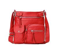 FANDARE Ligero Bolsos Bandolera Mensajero Hombro Cruzados Impermeable pequeño Mujer Señora Adolescentes Bolsos de Mano Niña Escuela Conmutar Viaje Compras Playa Crossbody Rojo