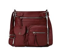 FANDARE Ligero Bolsos Bandolera Mensajero Hombro Cruzados Impermeable pequeño Mujer Señora Adolescentes Bolsos de Mano Niña Escuela Conmutar Viaje Compras Playa Crossbody Vino Rojo