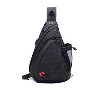 FANDARE Ligero Bolsos Cruzados Sling Bag Bolsa de Pecho Hombre Mujer Bolsa Deportiva de Hombro Bandoleras Cruzada Crossbody Rucksack para Colegio Viaje Ciclismo Hiking Camping Durable Poliéster Negro