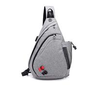 FANDARE Ligero Bolsos Cruzados Sling Bag Bolsa de Pecho Hombre Mujer Bolsa Deportiva de Hombro Bandoleras Cruzada Crossbody Rucksack para Colegio Viaje Ciclismo Hiking Camping Durable Poliéster Gris
