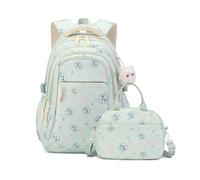 FANDARE Lindo 2 en 1 Mochilas Infantiles con Bolsa de Almuerzo scolar Juveniles niña niño Mochila Escolar Mochila de Colegio Adolescentes Primaria Secundaria Instituto Backpack Verde Claro