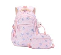 FANDARE Lindo 2 en 1 Mochilas Infantiles con Bolsa de Almuerzo scolar Juveniles niña niño Mochila Escolar Mochila de Colegio Adolescentes Primaria Secundaria Instituto Backpack Rosa Claro