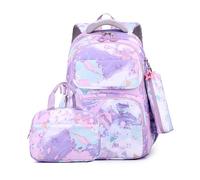 FANDARE Lindo Mochilas Infantiles Mochila Ultraligero Mochilas Escolares para niños y niñas Mochilas Infantil con Bolsa de Almuerzo & Estuche Mochilas Tipo Casual Púrpura