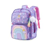 FANDARE Lindo Mochilas Infantiles Ultraligero Mochilas Escolares Mochilas Infantil Mochilas Tipo Casual Niñas Mochilas Escolares para Estudiante Primaria Mochila con Colgante de Felpa Púrpura