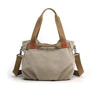 FANDARE Lona Bolsos Mano Mujer Bandolera Bolso Hombro Cruzado Vintage para Señora Viaje Trabajo Escuela Compras Crossbody Bag Caqui