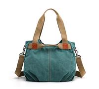 FANDARE Lona Bolsos Mano Mujer Bandolera Bolso Hombro Cruzado Vintage para Señora Viaje Trabajo Escuela Compras Crossbody Bag Verde A